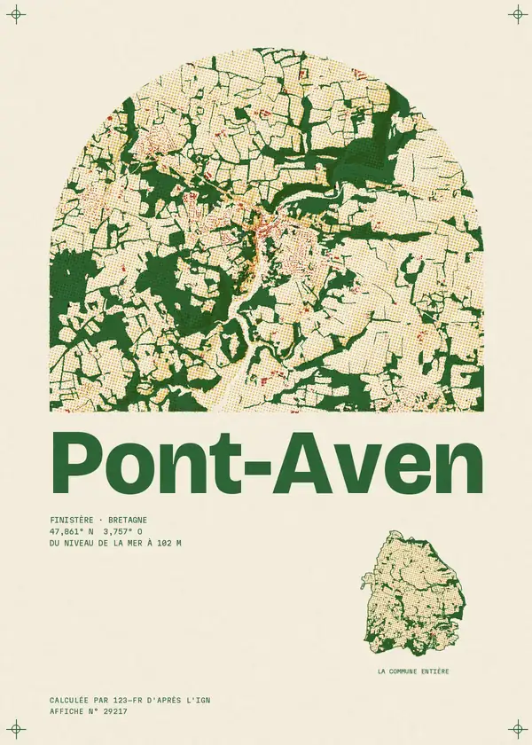 Affiche de Pont-Aven, calculée par 123-fr d'après l'IGN