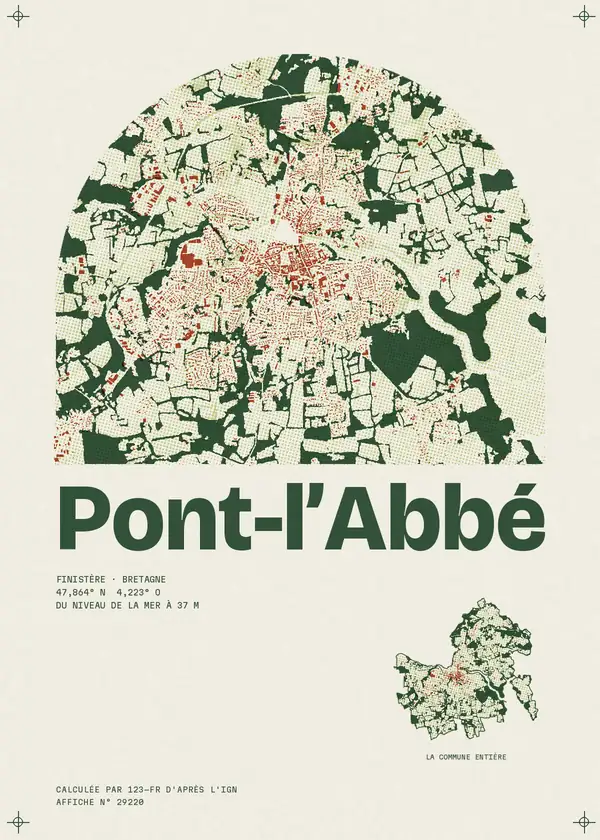 Affiche de Pont-l'Abbé, calculée par 123-fr d'après l'IGN