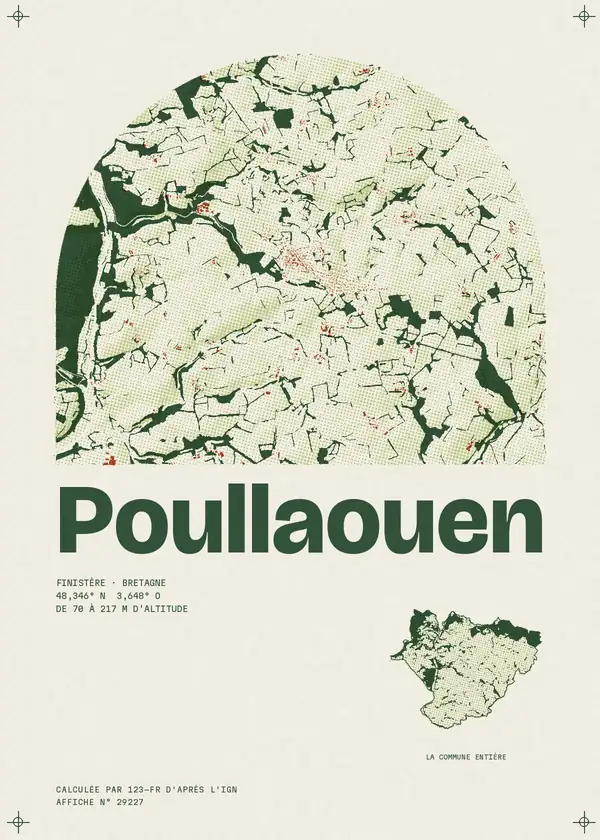 Affiche de Poullaouen, calculée par 123-fr d'après l'IGN