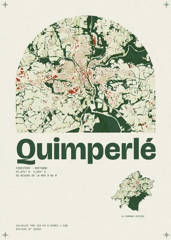 Affiche de Quimperlé, calculée par 123-fr d'après l'IGN