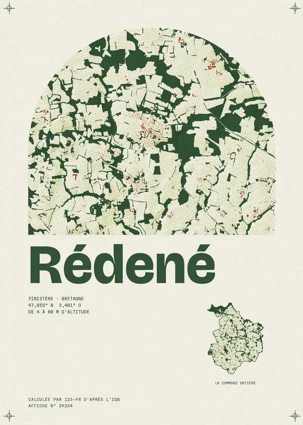 Affiche de Rédené, calculée par 123-fr d'après l'IGN