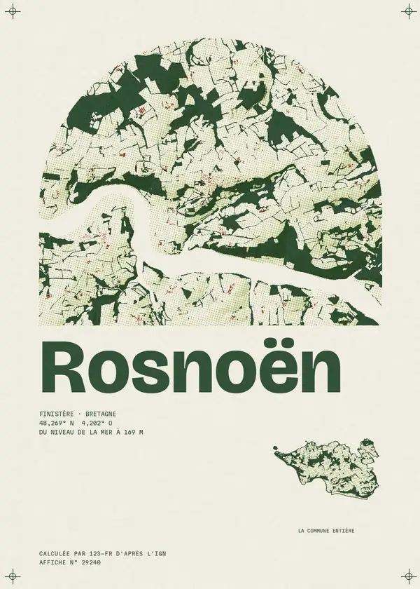 Affiche de Rosnoën, calculée par 123-fr d'après l'IGN