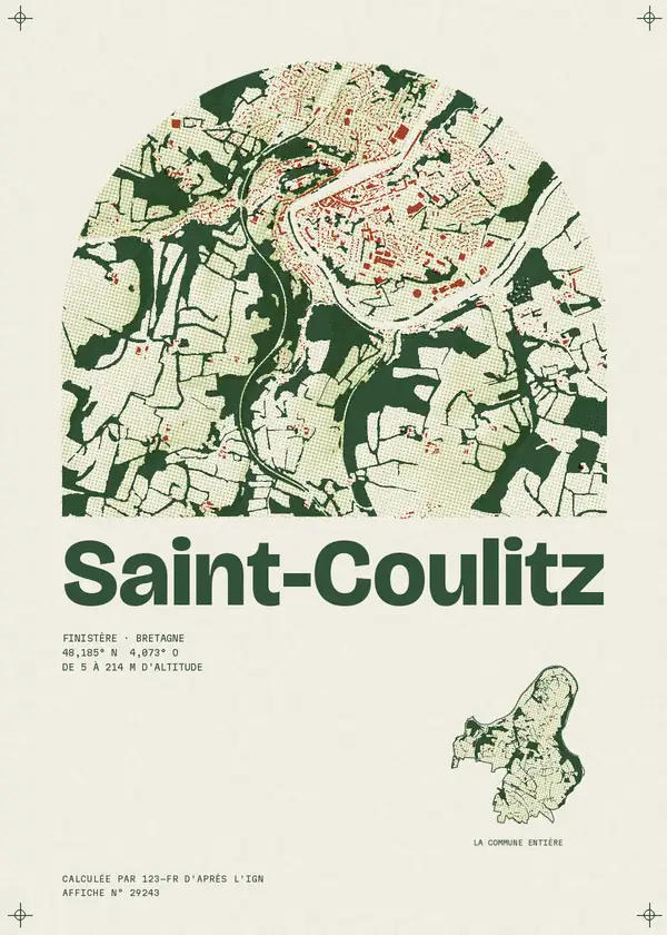 Affiche de Saint-Coulitz, calculée par 123-fr d'après l'IGN