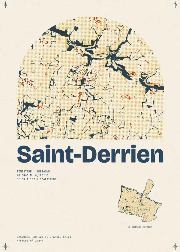 Affiche de Saint-Derrien, calculée par 123-fr d'après l'IGN