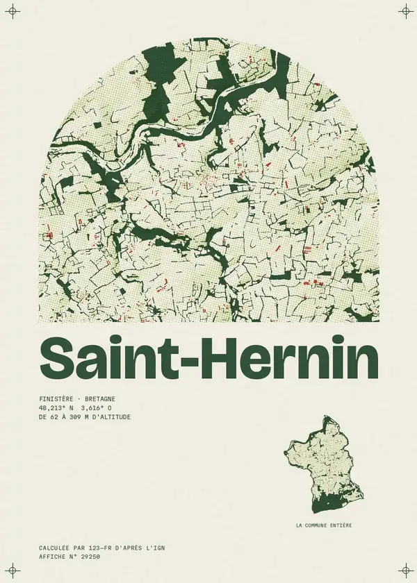 Affiche de Saint-Hernin, calculée par 123-fr d'après l'IGN