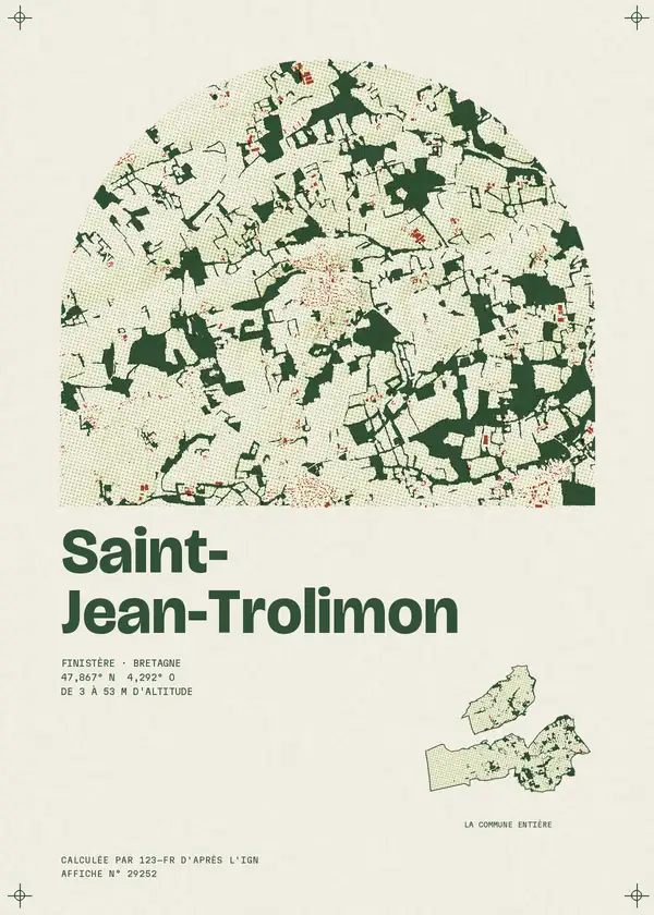 Affiche de Saint-Jean-Trolimon, calculée par 123-fr d'après l'IGN