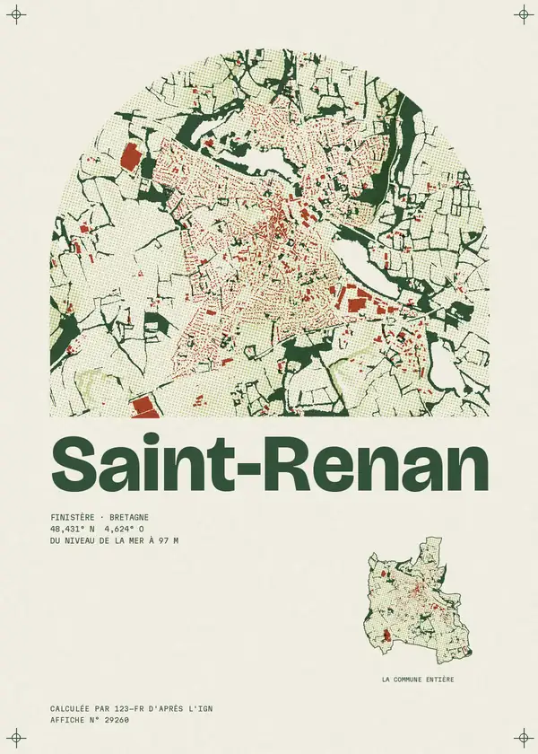 Affiche de Saint-Renan, calculée par 123-fr d'après l'IGN