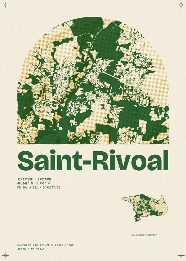 Affiche de Saint-Rivoal, calculée par 123-fr d'après l'IGN