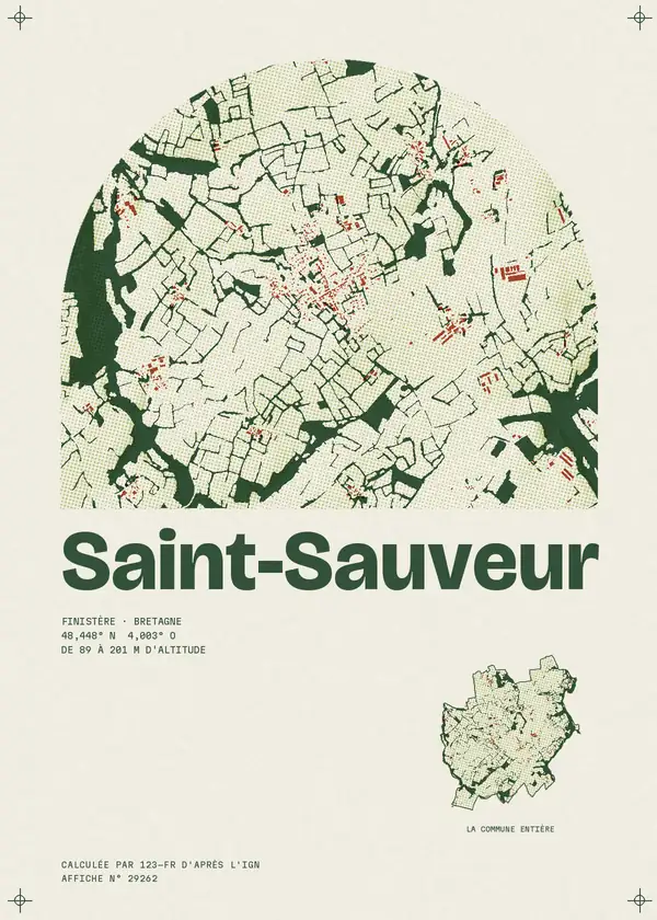 Affiche de Saint-Sauveur, calculée par 123-fr d'après l'IGN