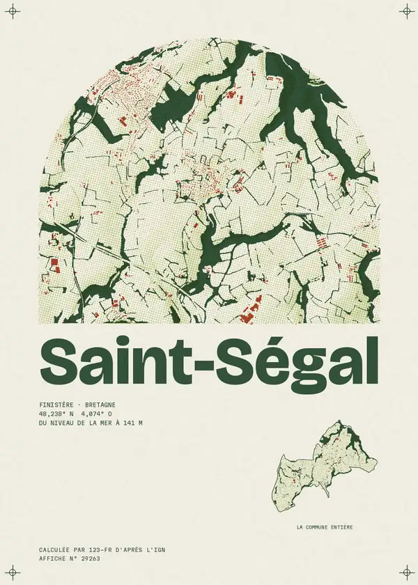 Affiche de Saint-Ségal, calculée par 123-fr d'après l'IGN