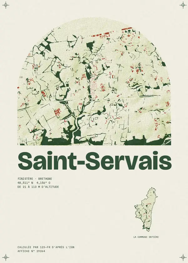 Affiche de Saint-Servais, calculée par 123-fr d'après l'IGN