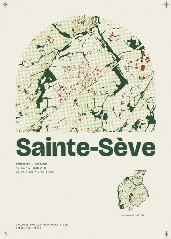 Affiche de Sainte-Sève, calculée par 123-fr d'après l'IGN