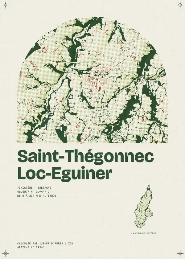 Affiche de Saint-Thégonnec Loc-Eguiner, calculée par 123-fr d'après l'IGN