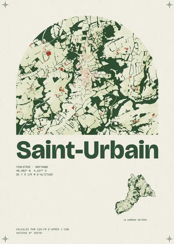 Affiche de Saint-Urbain, calculée par 123-fr d'après l'IGN
