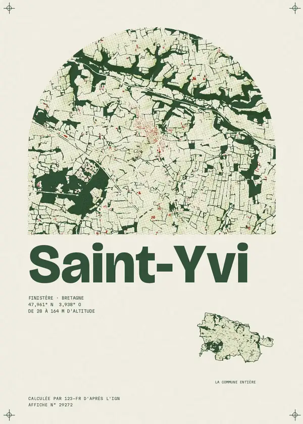 Affiche de Saint-Yvi, calculée par 123-fr d'après l'IGN