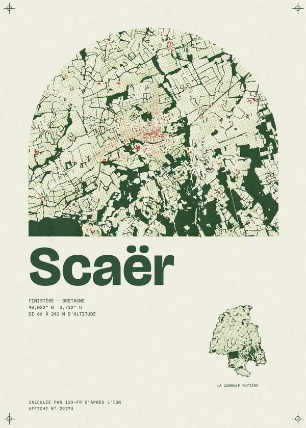 Affiche de Scaër, calculée par 123-fr d'après l'IGN