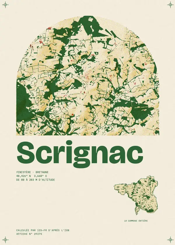 Affiche de Scrignac, calculée par 123-fr d'après l'IGN