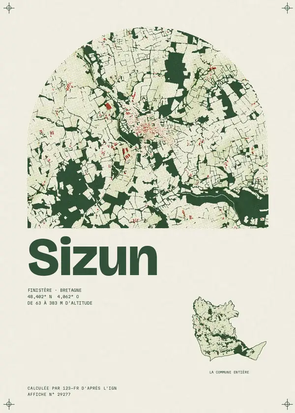 Affiche de Sizun, calculée par 123-fr d'après l'IGN