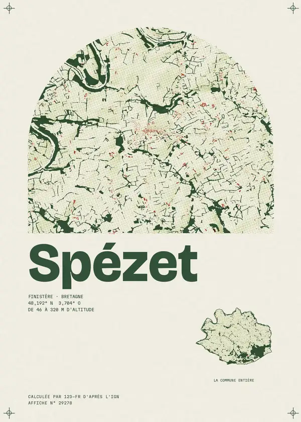 Affiche de Spézet, calculée par 123-fr d'après l'IGN