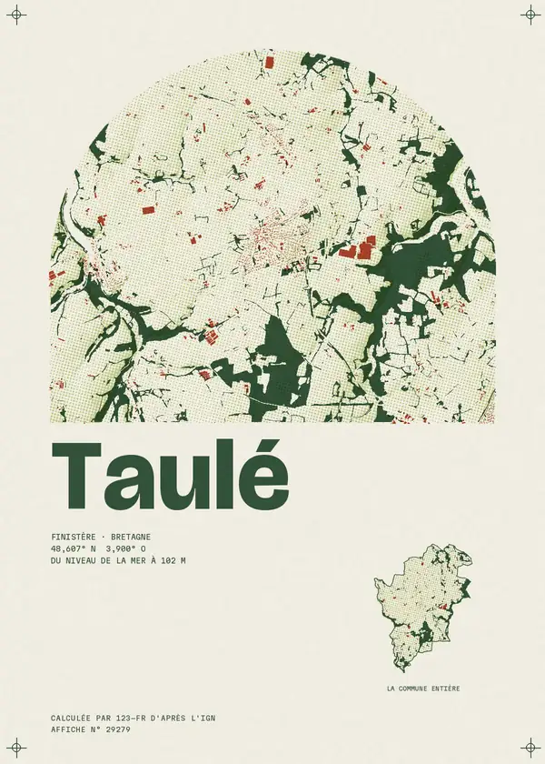 Affiche de Taulé, calculée par 123-fr d'après l'IGN