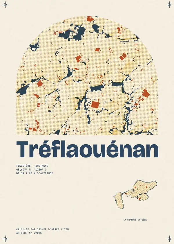 Affiche de Tréflaouénan, calculée par 123-fr d'après l'IGN