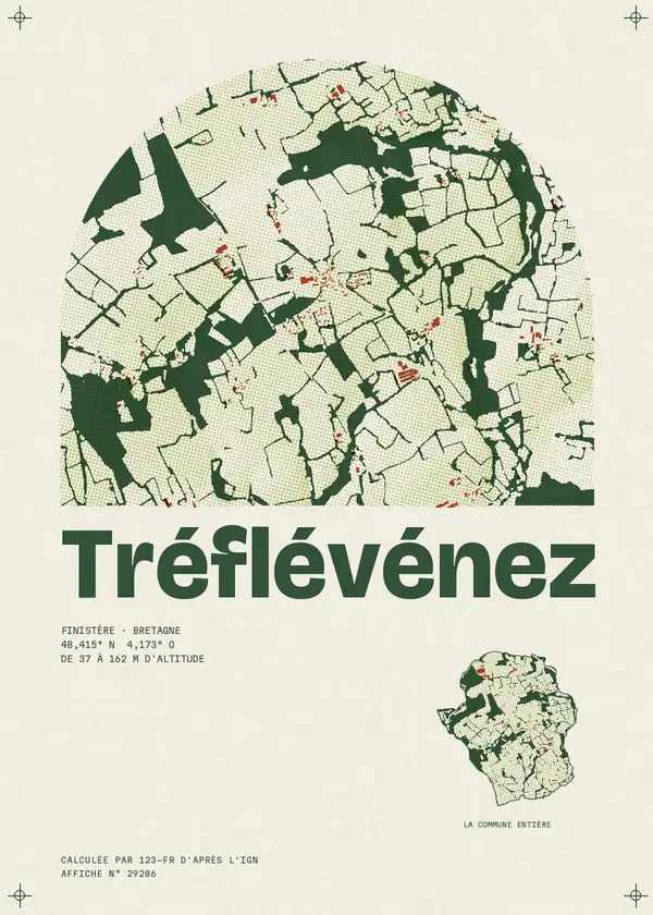 Affiche de Tréflévénez, calculée par 123-fr d'après l'IGN