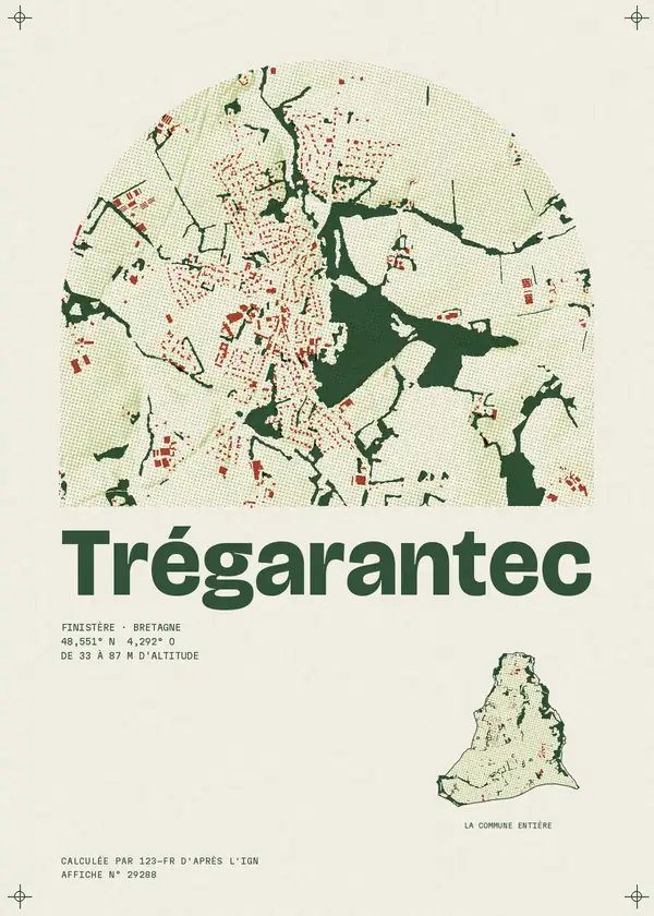 Affiche de Trégarantec, calculée par 123-fr d'après l'IGN