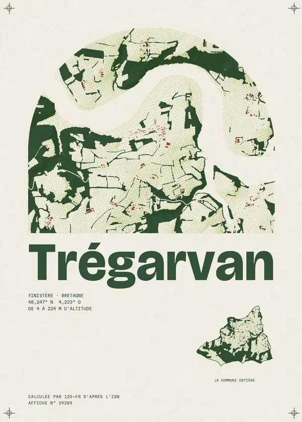 Affiche de Trégarvan, calculée par 123-fr d'après l'IGN
