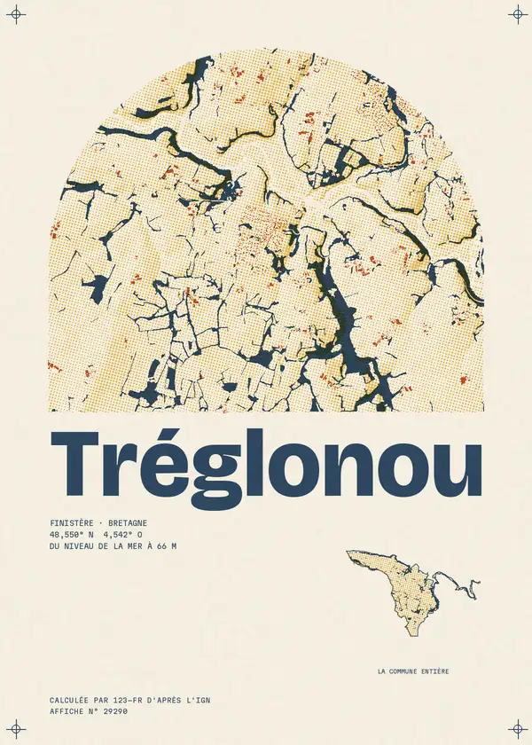 Affiche de Tréglonou, calculée par 123-fr d'après l'IGN