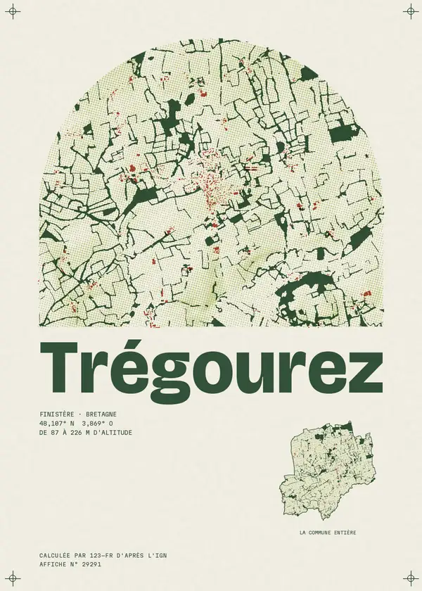 Affiche de Trégourez, calculée par 123-fr d'après l'IGN