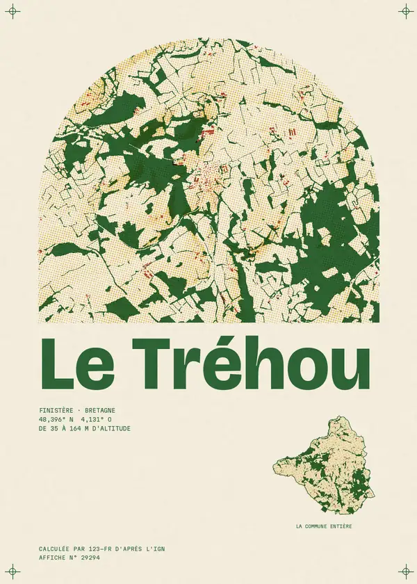 Affiche de Le Tréhou, calculée par 123-fr d'après l'IGN