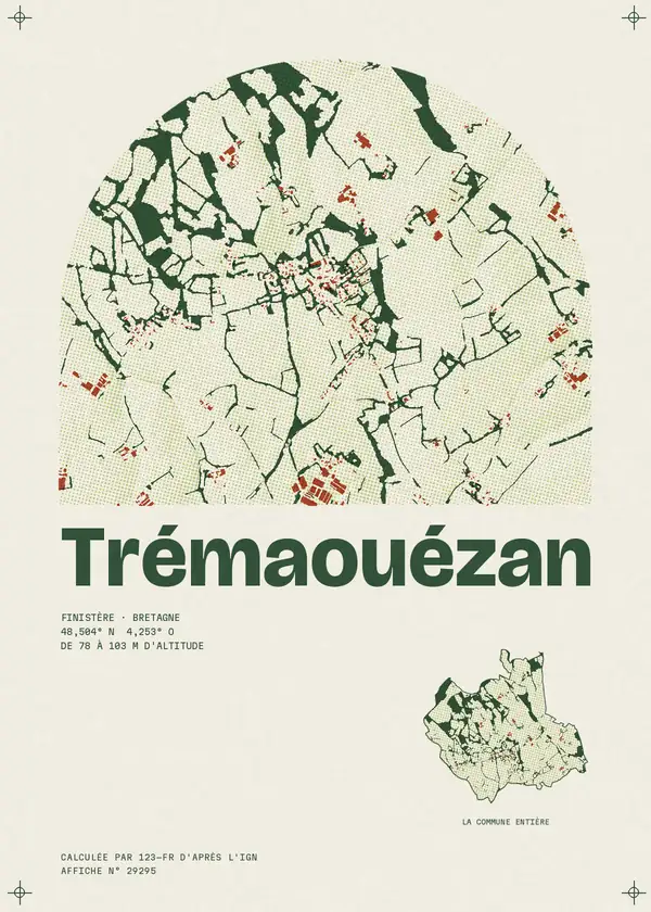 Affiche de Trémaouézan, calculée par 123-fr d'après l'IGN