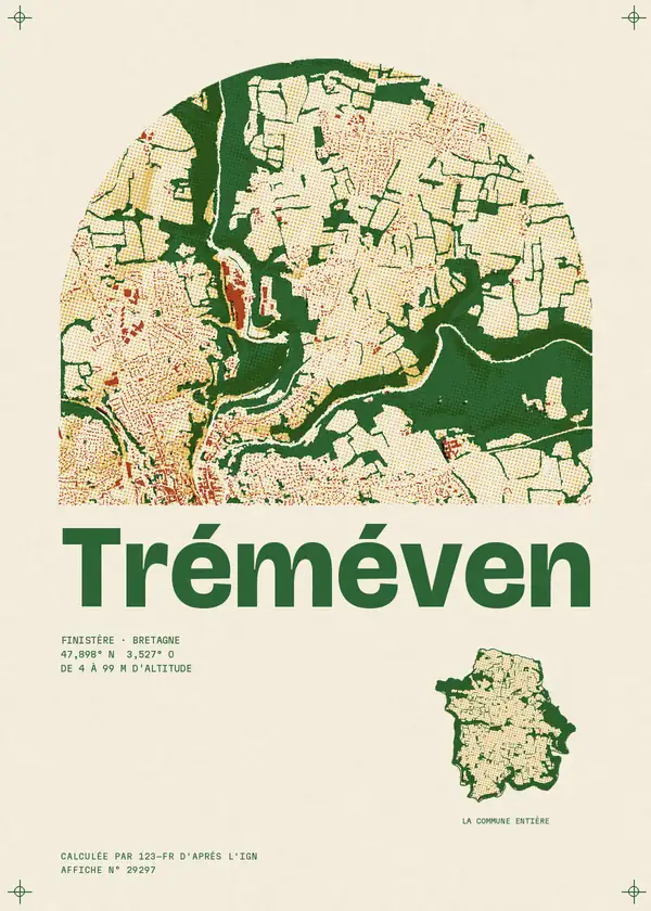 Affiche de Tréméven, calculée par 123-fr d'après l'IGN