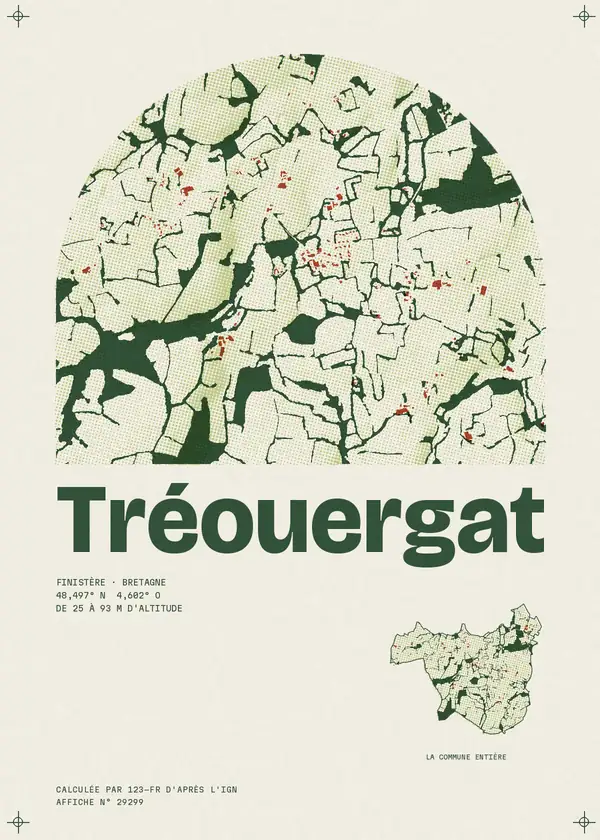 Affiche de Tréouergat, calculée par 123-fr d'après l'IGN