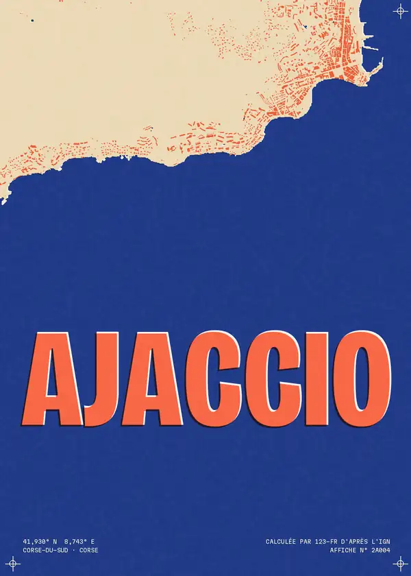 Affiche de Ajaccio, calculée par 123-fr d'après l'IGN