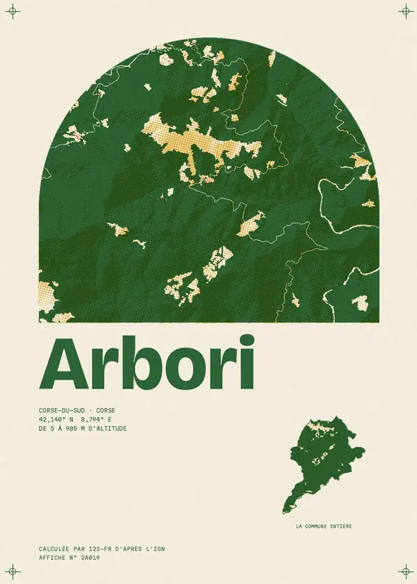 Affiche de Arbori, calculée par 123-fr d'après l'IGN