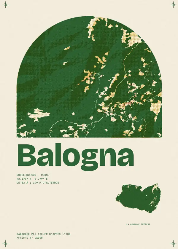Affiche de Balogna, calculée par 123-fr d'après l'IGN