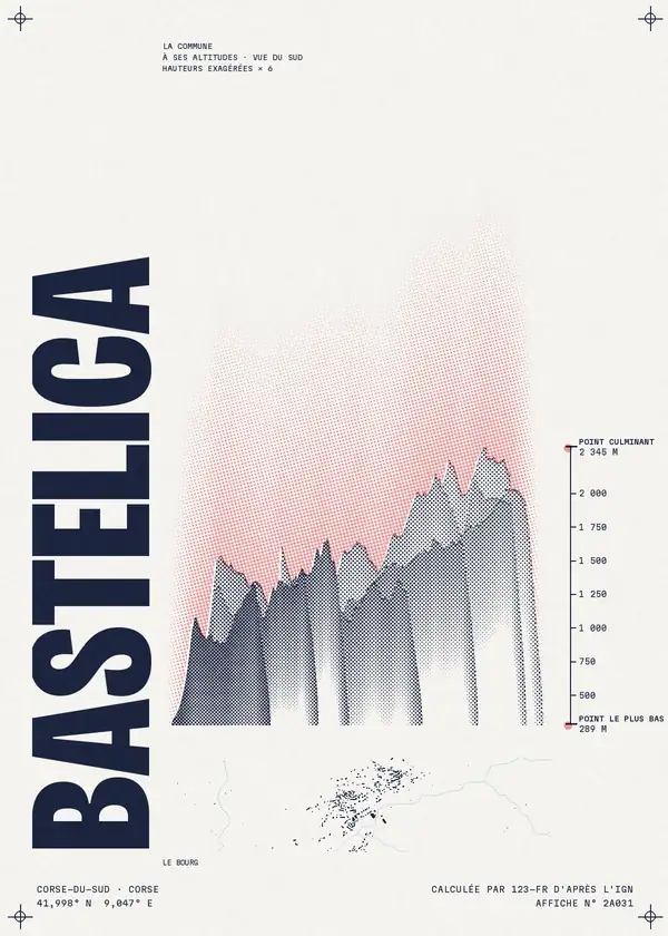 Affiche de Bastelica, calculée par 123-fr d'après l'IGN