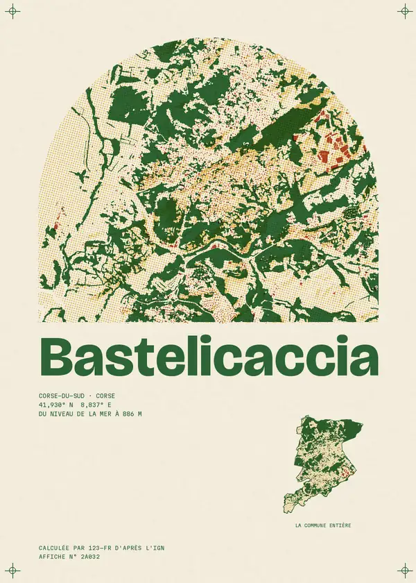 Affiche de Bastelicaccia, calculée par 123-fr d'après l'IGN