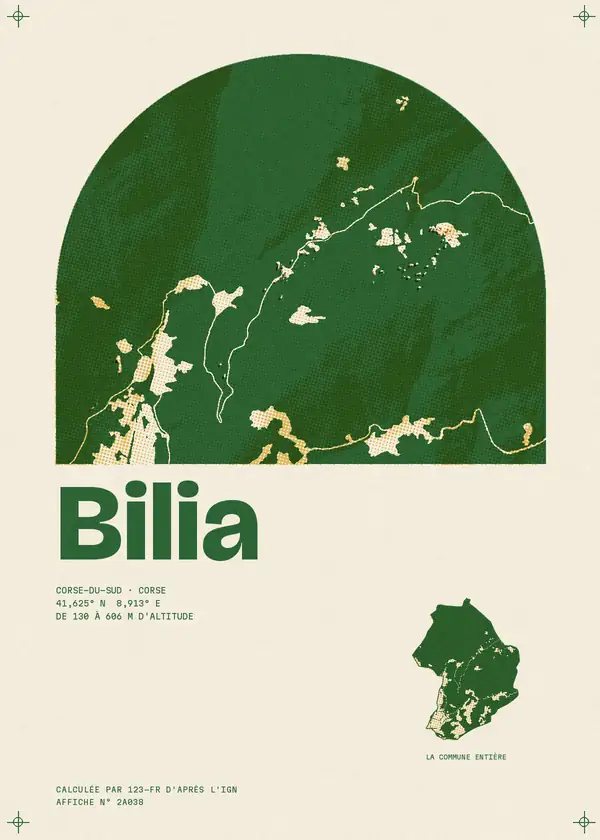 Affiche de Bilia, calculée par 123-fr d'après l'IGN