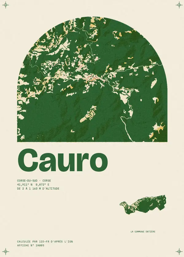 Affiche de Cauro, calculée par 123-fr d'après l'IGN
