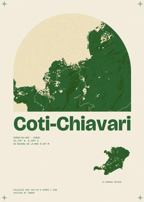 Affiche de Coti-Chiavari, calculée par 123-fr d'après l'IGN