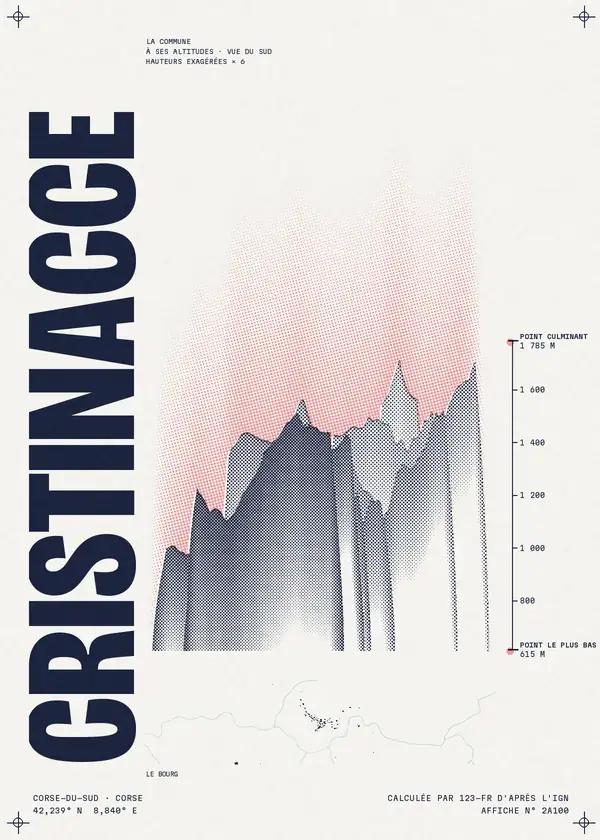Affiche de Cristinacce, calculée par 123-fr d'après l'IGN