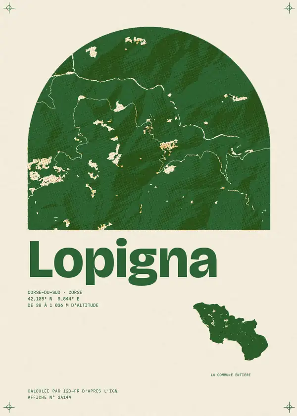 Affiche de Lopigna, calculée par 123-fr d'après l'IGN