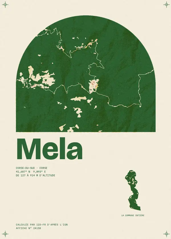 Affiche de Mela, calculée par 123-fr d'après l'IGN
