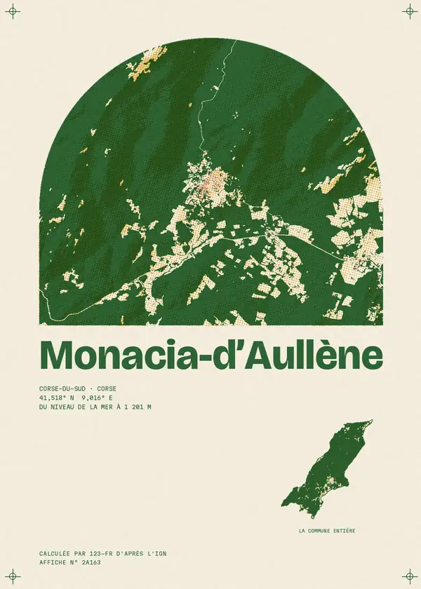 Affiche de Monacia-d'Aullène, calculée par 123-fr d'après l'IGN