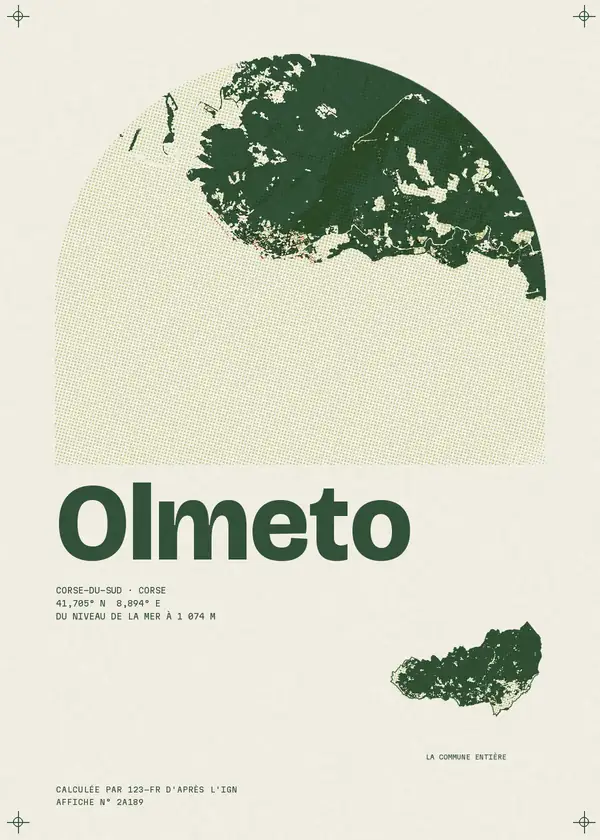 Affiche de Olmeto, calculée par 123-fr d'après l'IGN