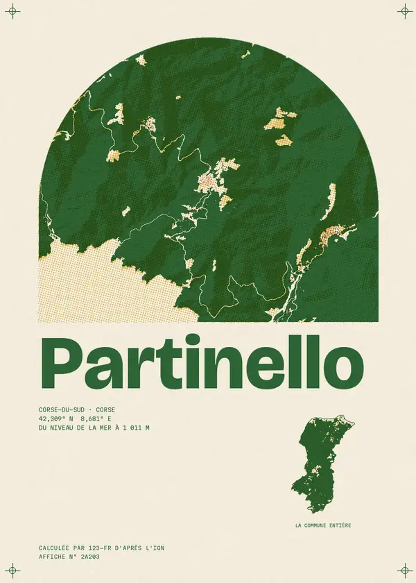Affiche de Partinello, calculée par 123-fr d'après l'IGN