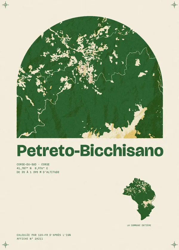 Affiche de Petreto-Bicchisano, calculée par 123-fr d'après l'IGN