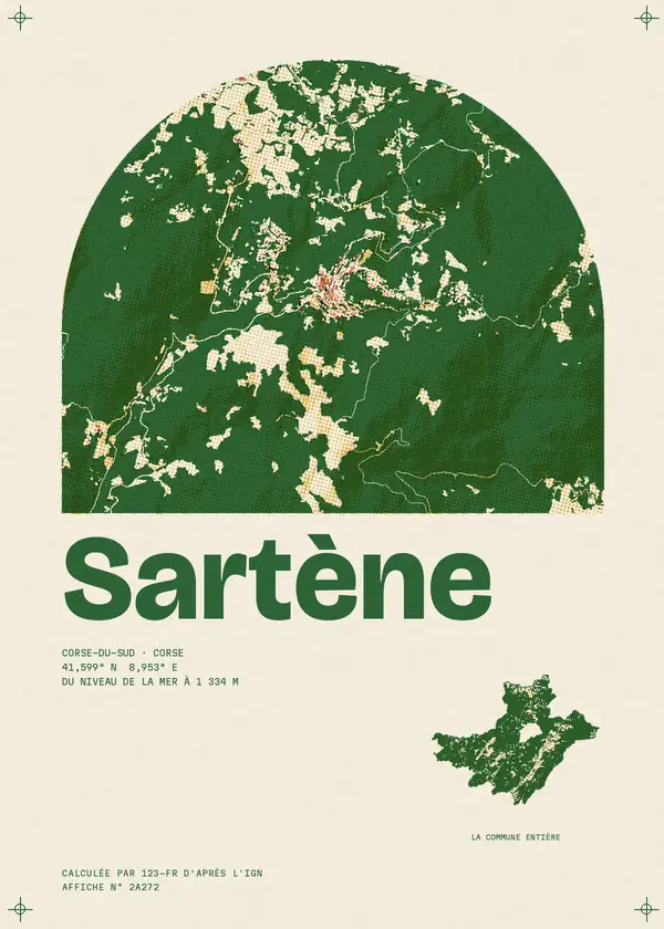 Affiche de Sartène, calculée par 123-fr d'après l'IGN